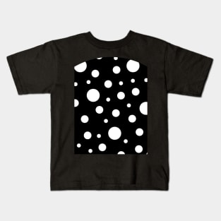 White on Black Polka Dot Pattern Kids T-Shirt